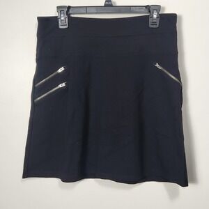 Athleta Black Ponte Knit Zipper Pocket A-Line Skirt Size 10